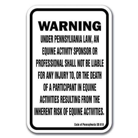 Signmission Safety Sign, 18 in Height, Aluminum, 12 in Length, Equine - Pennsylvania A-1218 Equine - Pennsylvania
